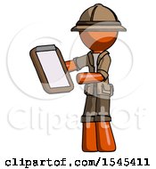 Orange Explorer Ranger Man Reviewing Stuff On Clipboard