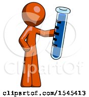 Poster, Art Print Of Orange Design Mascot Man Holding Large Test Tube