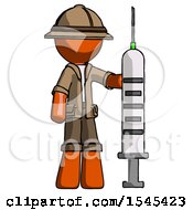 Poster, Art Print Of Orange Explorer Ranger Man Holding Large Syringe