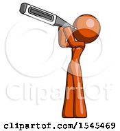 Orange Design Mascot Woman Thermometer In Mouth
