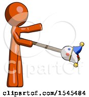 Orange Design Mascot Man Holding Jesterstaff I Dub Thee Foolish Concept