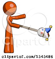Orange Design Mascot Woman Holding Jesterstaff I Dub Thee Foolish Concept