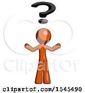 Orange Design Mascot Man With Question Mark Above Head Confused