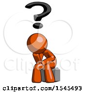 Orange Design Mascot Man Thinker Question Mark Concept