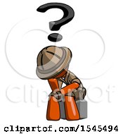 Poster, Art Print Of Orange Explorer Ranger Man Thinker Question Mark Concept