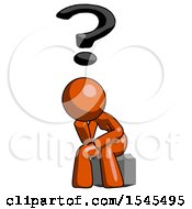 Orange Design Mascot Woman Thinker Question Mark Concept
