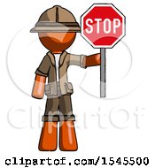 Poster, Art Print Of Orange Explorer Ranger Man Holding Stop Sign