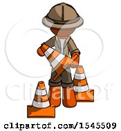 Poster, Art Print Of Orange Explorer Ranger Man Holding A Traffic Cone