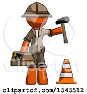 Orange Explorer Ranger Man Under Construction Concept Traffic Cone And Tools