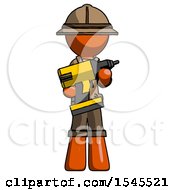 Poster, Art Print Of Orange Explorer Ranger Man Holding Large Drill