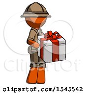 Poster, Art Print Of Orange Explorer Ranger Man Giving A Present