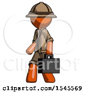 Poster, Art Print Of Orange Explorer Ranger Man Walking With Briefcase To The Left