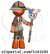 Poster, Art Print Of Orange Explorer Ranger Man Holding Jester Staff