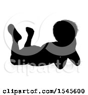 Poster, Art Print Of Silhouetted Boy Resting With A Reflection Or Shadow On A White Background