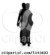 Clipart Of A Silhouetted Mother Father And Son With A Shadow On A White Background Royalty Free Vector Illustration