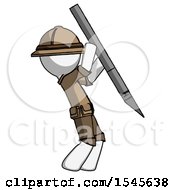 Poster, Art Print Of White Explorer Ranger Man Stabbing Or Cutting With Scalpel