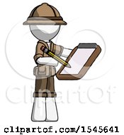 White Explorer Ranger Man Using Clipboard And Pencil