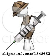 Poster, Art Print Of White Explorer Ranger Man Using Syringe Giving Injection