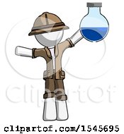 Poster, Art Print Of White Explorer Ranger Man Holding Large Round Flask Or Beaker