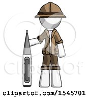 Poster, Art Print Of White Explorer Ranger Man Standing With Large Thermometer