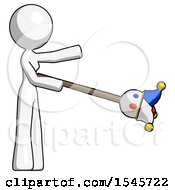 Poster, Art Print Of White Design Mascot Woman Holding Jesterstaff - I Dub Thee Foolish Concept