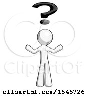 Poster, Art Print Of White Design Mascot Man With Question Mark Above Head Confused