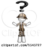 Poster, Art Print Of White Explorer Ranger Man With Question Mark Above Head Confused