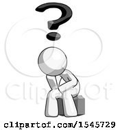 Poster, Art Print Of White Design Mascot Man Thinker Question Mark Concept
