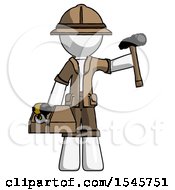 White Explorer Ranger Man Holding Tools And Toolchest Ready To Work