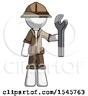 White Explorer Ranger Man Holding Wrench Ready To Repair Or Work