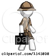Poster, Art Print Of White Explorer Ranger Man Walking With Briefcase To The Right