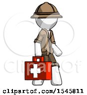 Poster, Art Print Of White Explorer Ranger Man Walking With Medical Aid Briefcase To Right