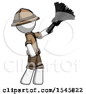 Poster, Art Print Of White Explorer Ranger Man Dusting With Feather Duster Upwards