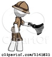 Poster, Art Print Of White Explorer Ranger Man Dusting With Feather Duster Downwards