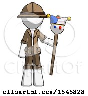 Poster, Art Print Of White Explorer Ranger Man Holding Jester Staff