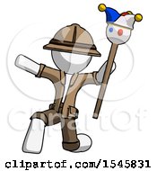 Poster, Art Print Of White Explorer Ranger Man Holding Jester Staff Posing Charismatically