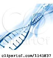 Clipart Of A 3d Blue Dna Strand And Waves On White Royalty Free Illustration