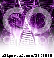 Poster, Art Print Of 3d Purple Dna Strand And Virus Background