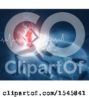 Clipart Of A 3d Fit Woman Running Over A Virus Heart Rate Graph And Dna Strand Royalty Free Illustration by KJ Pargeter