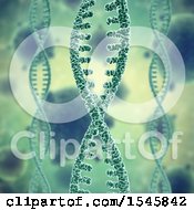 Clipart Of A 3d Dna Strand And Virus Background Royalty Free Illustration