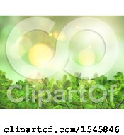 Clipart Of A 3d Background Of Clovers On Green Royalty Free Illustration