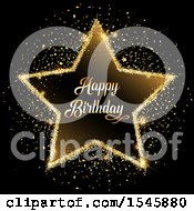 Poster, Art Print Of Golden Glitter Happy Birthday Star On Black