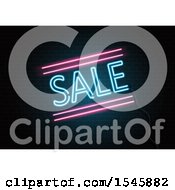 Clipart Of A Neon Sale Sign On A Brick Wall Royalty Free Vector Illustration by KJ Pargeter