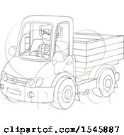 Poster, Art Print Of Lineart Man Driving A Pickup Truck