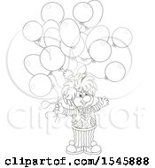 Poster, Art Print Of Lineart Clown With Birthday Party Balloons