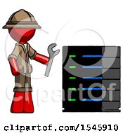 Poster, Art Print Of Red Explorer Ranger Man Server Administrator Doing Repairs
