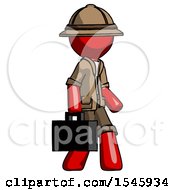 Poster, Art Print Of Red Explorer Ranger Man Walking With Briefcase To The Right