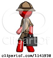 Poster, Art Print Of Red Explorer Ranger Man Walking With Briefcase To The Left