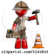 Red Explorer Ranger Man Under Construction Concept Traffic Cone And Tools