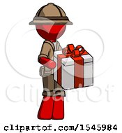 Red Explorer Ranger Man Giving A Present